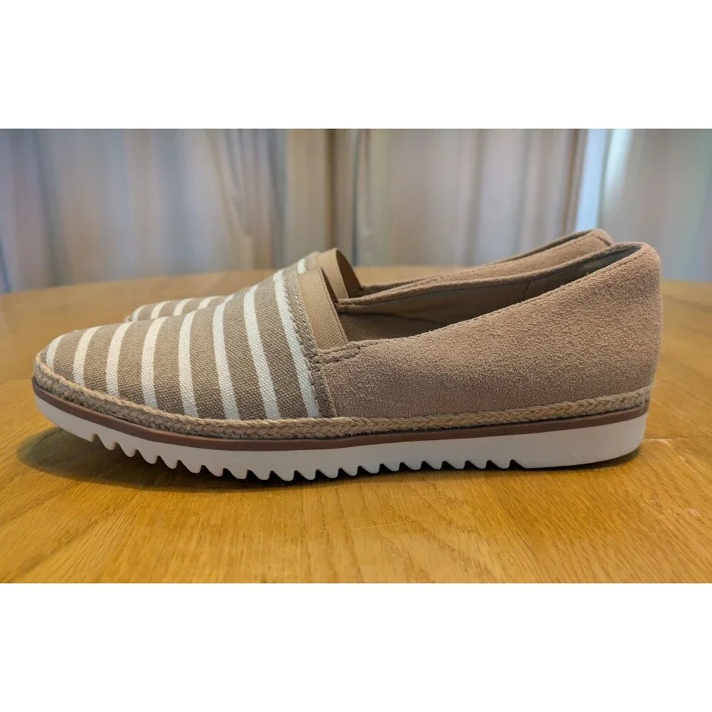 Clarks Serena Paige Loafers Shoes Womens 7 Tan Striped Suede Slip On 14786
